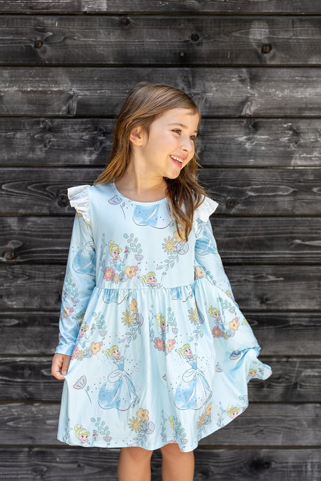 Disney Stitch Minnie Mouse Princess Frozen Girls Tie Back Dress Tween Kids Off Shoulder/Short Sleeve Smocked Outfit 2-13Years