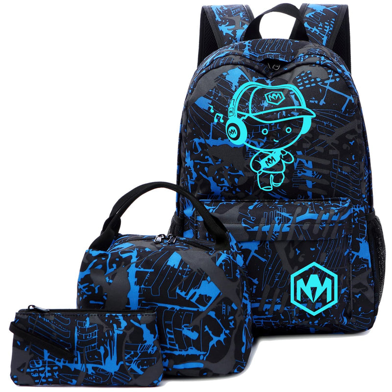 Bluboon School Backpack for Boys Teens Bookbag Travel Daypack Kids Girls Lunch Bag Pencil Case