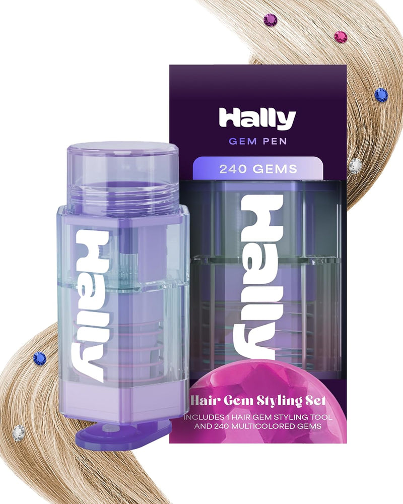 Hally Hair Gems Pen Applicator - Styling Tool With 240 Multicolored Adhesive Gem Stickers Jewels - Stylish Accessories for School, Halloween, Festivals, Wedding, Parties & More
