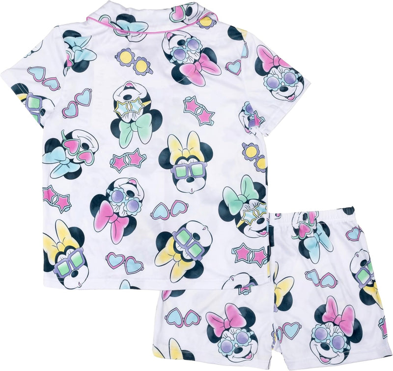 Disney girls 2-piece Loose-fit Button Down Pajama Set, Soft & Cute for Kids Pajama Set (pack of 2)