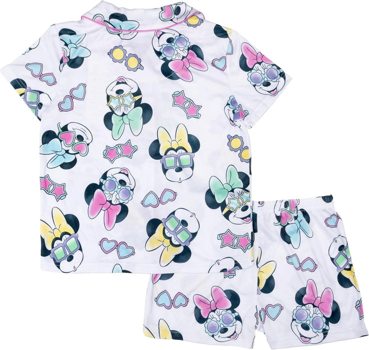 Disney girls 2-piece Loose-fit Button Down Pajama Set, Soft & Cute for Kids Pajama Set (pack of 2)