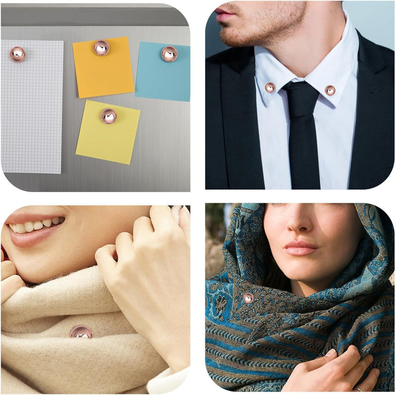 Multi-Use Hijab Magnetic Pins Set - 6 Pairs, Colorful Hijab Magnets for Women, Pinless and Commercial Strength(Cylinder, Heart, Flower)