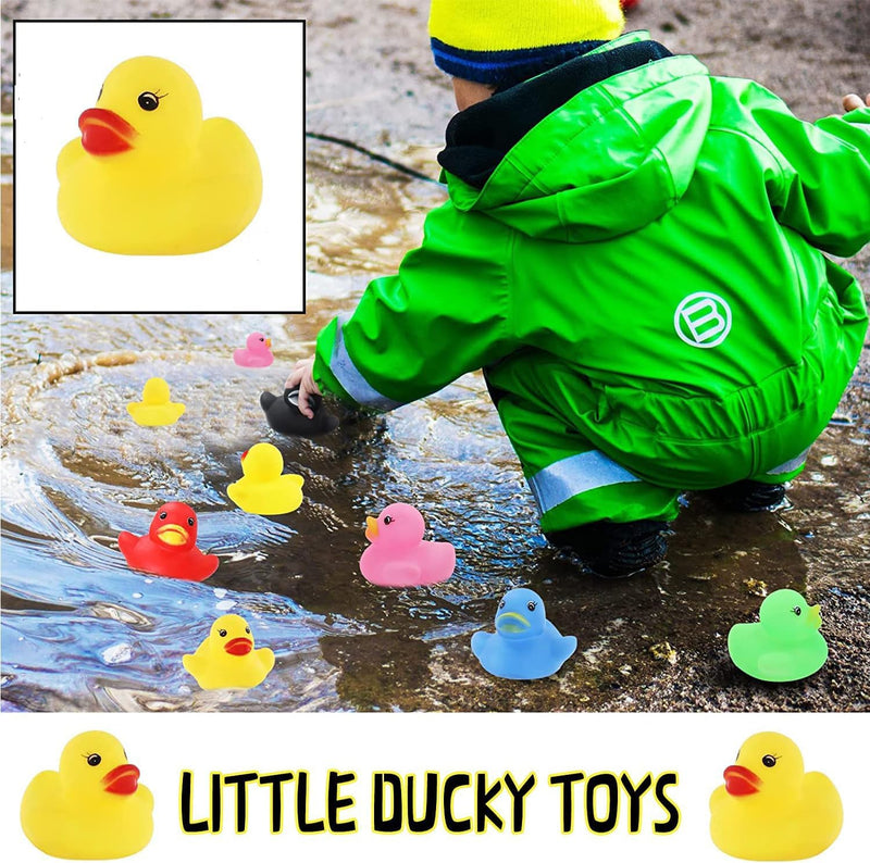 WEZCHUGHAOL 30 Pcs Rubber Ducks, Mini Bath Ducks Set, Colorful Mini Rubber Duckies for Kids, Float and Squeak Bath Duck Toys for Baby Showers, Classroom Incentives, Beach, Pool, Birthdays and Parties