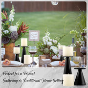 Black Metal Pillar Candle Holder Set of 2 Mothers Day,Modern Iron Pillar Candle Stand for Table Centerpiece Wedding Dinning Home Decor Gift