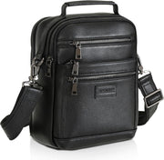 Polare Italian Full Grain Leather Messenger Bag Vintage Chest Shoulder Crossbody Bag Casual Sling Business Handbag for Men - Black
