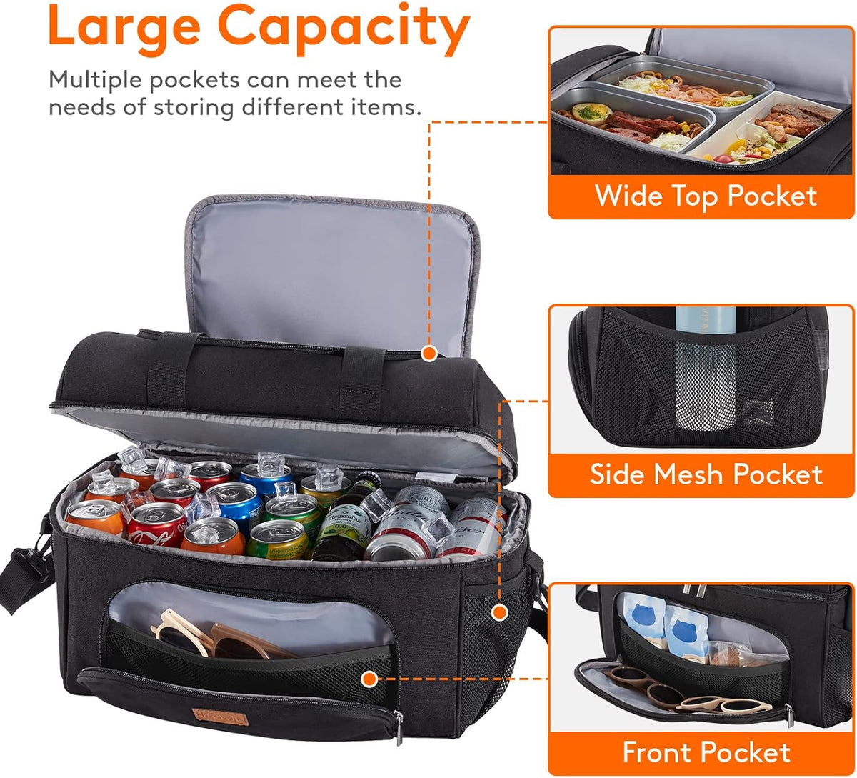 Insulated Cooler Bag, 32/48 Can Large Leakproof Beach Cooler, Lightweight Portable Double Layer Soft-Sided Travel Ice Chest for Camping, Kayaking, Road Trips, Grocery Shopping – image 5