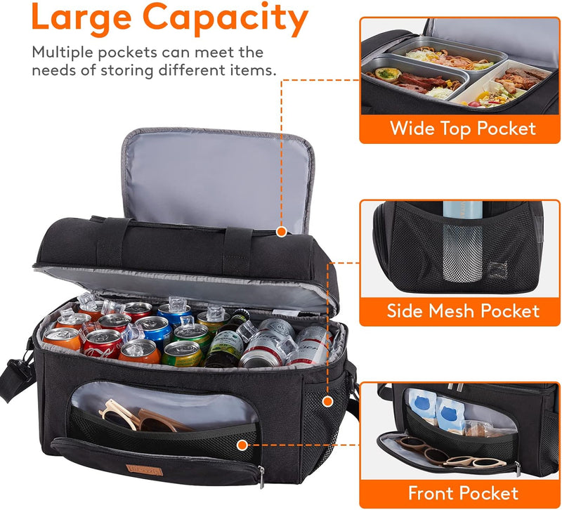Insulated Cooler Bag, 32/48 Can Large Leakproof Beach Cooler, Lightweight Portable Double Layer Soft-Sided Travel Ice Chest for Camping, Kayaking, Road Trips, Grocery Shopping
