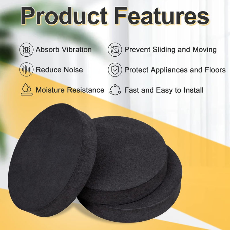 MyLifeUNIT Anti Vibration Pads for Washing Machine, Non Slip and Silent Washer and Dryer Pedestals (Round), 8 Pack