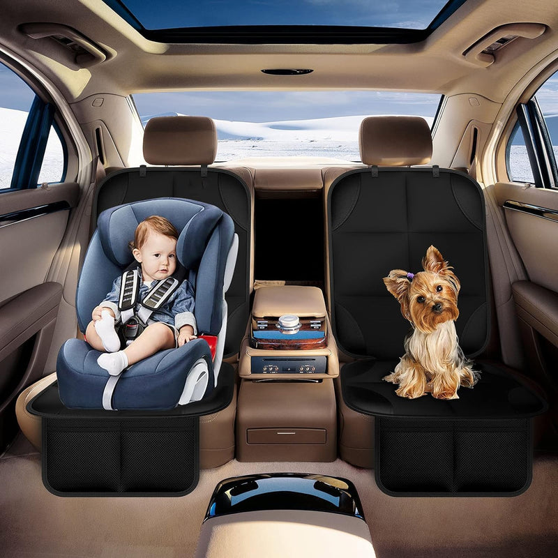 FUIN Car Seat Protector, Waterproof Auto Seat for Baby Child Safety Seat, Non-slip Cushion Mat with Organizer Pockets, Durable Vehicle Dog Cover Pad, for Baby Child and Pet, Scratchproof, No Imprint