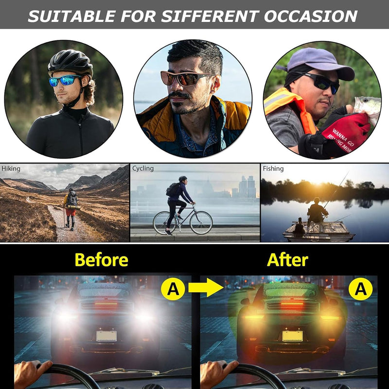 Sports Sunglasses Polarized For Mens Womens Driving Fishing Running Wrap Around Sun Glasses Unbreakable Frame Goggles with Glasses rope Strap UV Protection