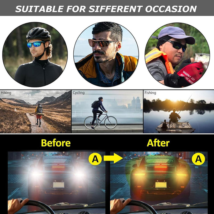 Sports Sunglasses Polarized For Mens Womens Driving Fishing Running Wrap Around Sun Glasses Unbreakable Frame Goggles with Glasses rope Strap UV Protection