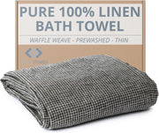 100% Linen Exfoliating Face Cloths - 6-Pack 10x10-inch Reusable Wash Clothes for Your Face - Facial Cleansing Cloth Waffle Weave Natural Fiber Washcloths - Small Face Towels for Women - Bath Towel Black Natural