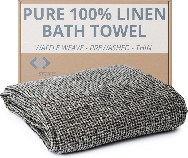 100% Linen Exfoliating Face Cloths - 6-Pack 10x10-inch Reusable Wash Clothes for Your Face - Facial Cleansing Cloth Waffle Weave Natural Fiber Washcloths - Small Face Towels for Women - Bath Towel Black Natural