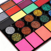 42-Color Oil-Based Face & Body Paint Kit - Professional Waterproof Makeup Palette with Glitter, Pearl & Fluorescent Shades + 10 Brushes & Mixing Palette - for Halloween, Cosplay & Carnival