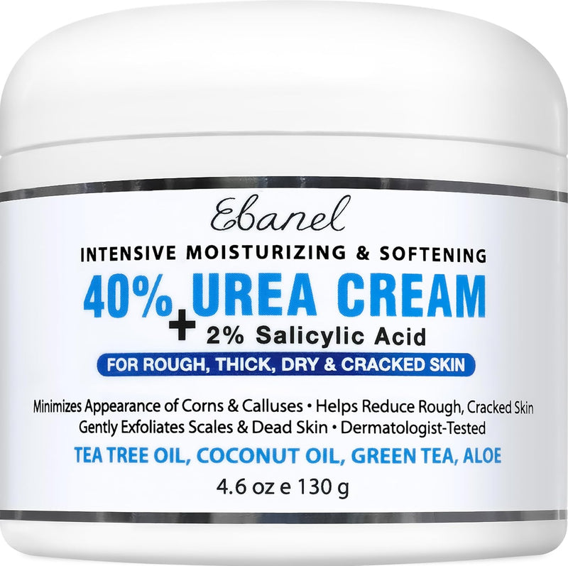 Ebanel Urea Cream 40% plus Salicylic Acid 2%, Foot Cream for Dry Cracked Feet Heels Knees Elbows Hands Repair Treatment, Foot Moisturizer Corn Callus Dead Skin Remover Toenail Softener for Feet Care