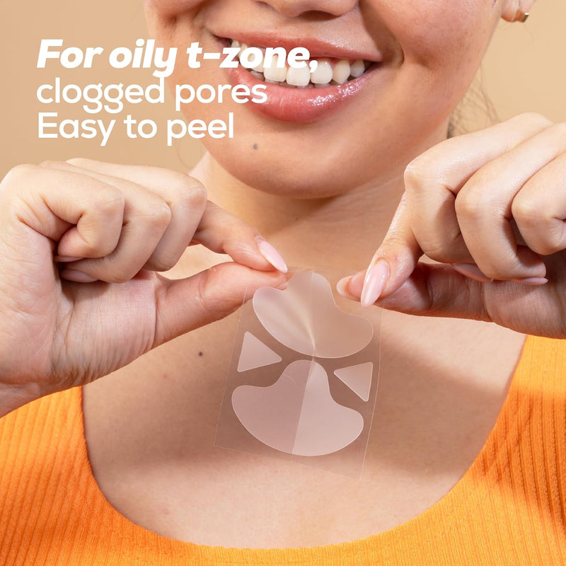 Hanhoo T-Zone Pore Patch, 4 Pore Patches and 4 Triangle Blemish Patches, Improves Look of Clogged Pores, Mattifies, Shrinks Pimples on T-Zone, Blackhead and Acne Treatment, Korean Skincare