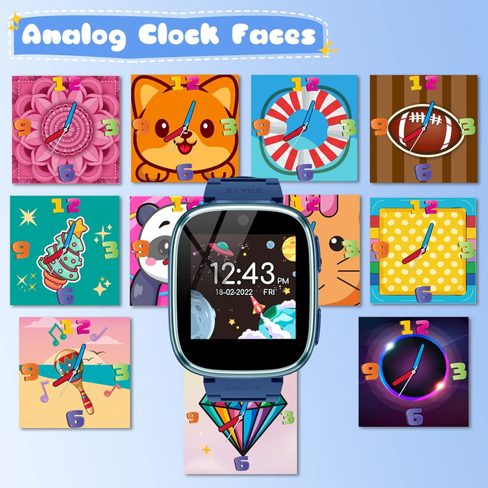 Kids Smart Watch Girls Boys - Smart Watch for Kids Game Watch Gifts for 4-12 Years Old with 15 Games Camera Alarm Video Music Player Pedometer Flashlight Birthday Gift Toys for Boys Girls (Blue)