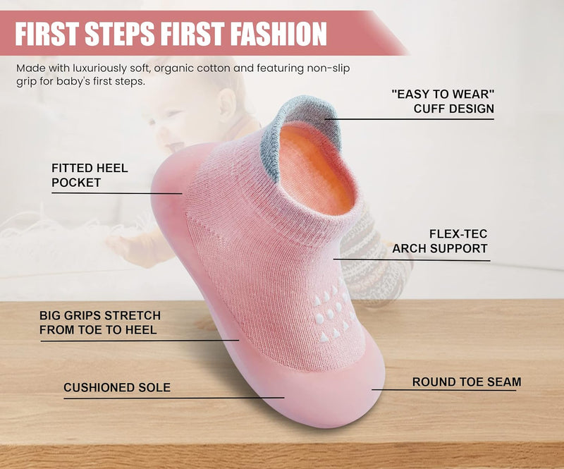 Dookeh Baby Sock Shoes Boys Girls First Walking Shoes Non-Slip Slippers Soft Sole Sneakers Toddler Infant Babygirl