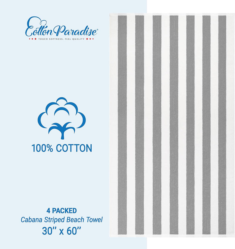 Cotton Paradise Hotel & Spa Quality, Absorbent and Soft Decorative Kitchen and Bathroom Sets, 6 Piece Turkish Towel Set, Includes 2 Bath Towels, 2 Hand Towels, 2 Washcloths, Charcoal Grey