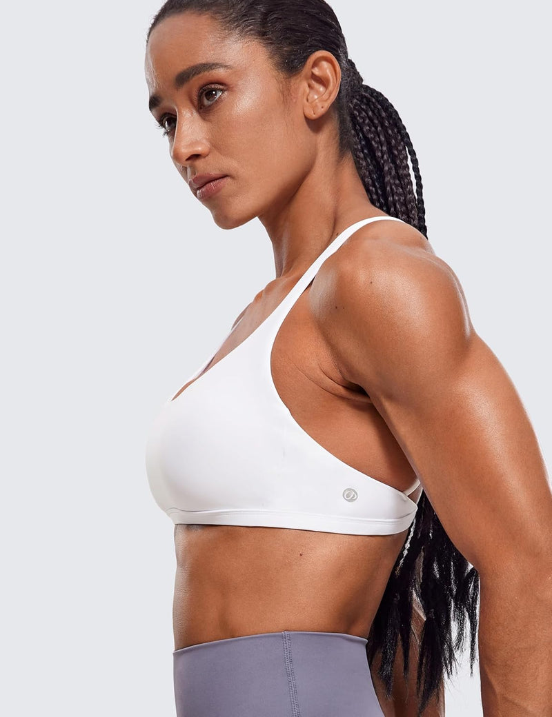CRZ YOGA Women's Cute Yoga Sports Bra Strappy Sexy Back Padded Low Impact Workout Clothes Bra Tops
