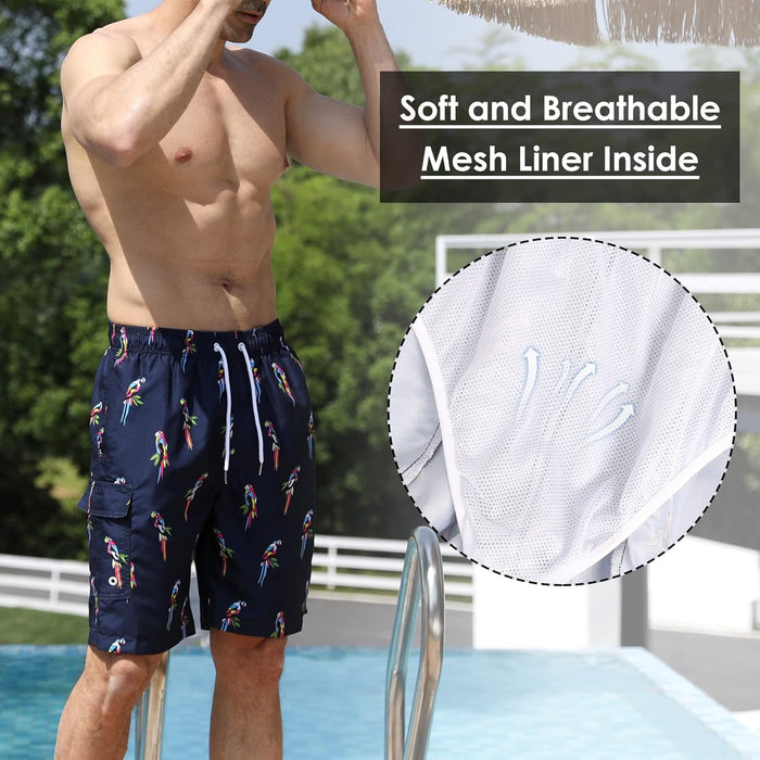 Maeau Men Swim Beach Shorts Quick Dry Swimming Trunks Drawstring Surfing Board Shorts