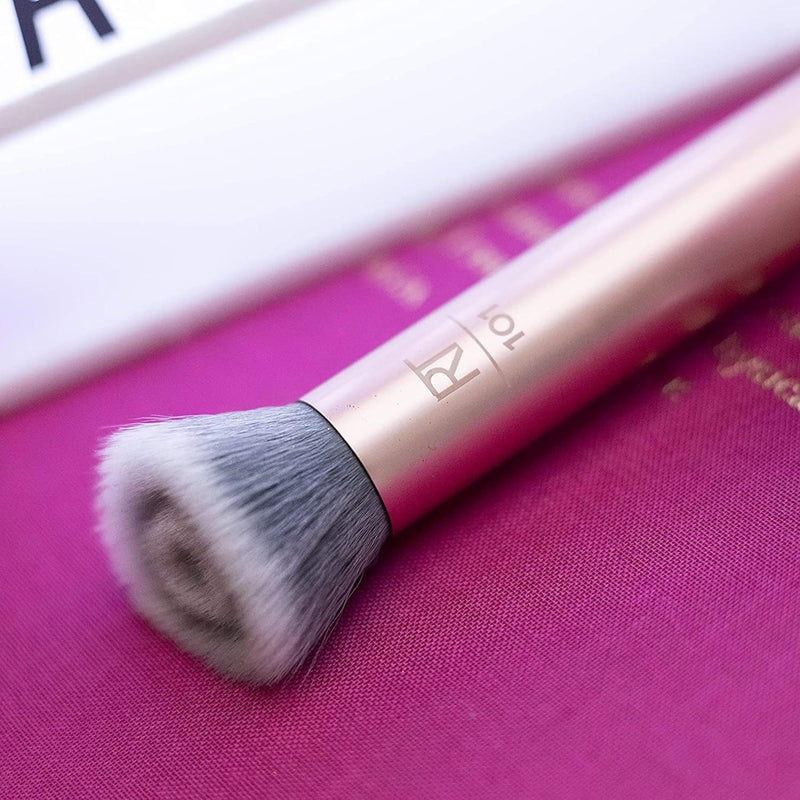 REAL TECHNIQUES Seamless Complexion Makeup Brush, Four Foundation, Primer, And Moisturizer, Makeup & Skincare Face Brush, Streakfree And Natural Finish, Orange, 1 Count
