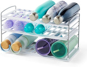 YouCopia UpSpace Water Bottle and Travel Mug Cabinet Organizer, Adjustable Storage Rack for Kitchen Organization, 3-Shelf, Size: 7.5"D x 11.4"W x 9.1"H - 3-Shelf Wide