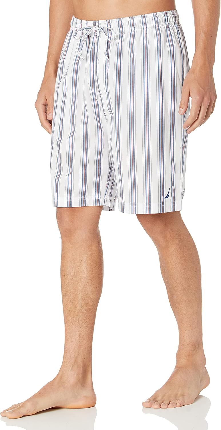 mens Soft Woven 100% Cotton Elastic Waistband Sleep Pajama Short Soft Woven 100% Cotton Elastic Waistband Sleep Pajama Short - Bright White