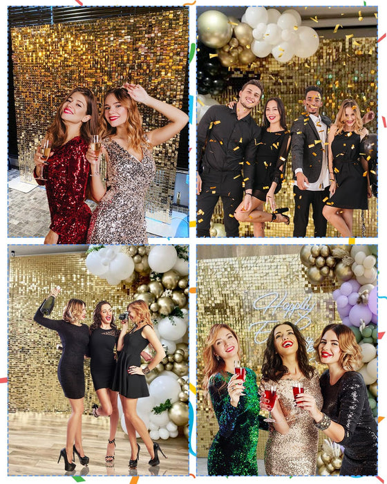 Mjkeomo Shimmer Wall Backdrop Panels 3 FT x 4 FT, Sequin Wall Backdrop Sparkly Backdrop for Birthday Graduation Engagement Wedding Parties Panels(Gold)