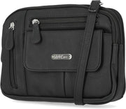 Zippy Triple Compartment Crossbody Bag - Black