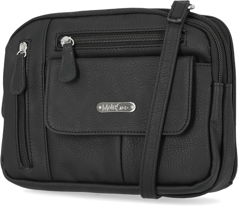 Zippy Triple Compartment Crossbody Bag - Black