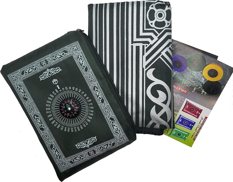 GOGO Al-Salat Travel Pocket Prayer Mat, Portable Muslim Rug, Water Proof, Foldable, Portable in Pouch (with Qibla Compass,Assorted)