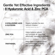Hydrating Gentle Foaming Cleanser, Hyaluronic Acid, Glycerin, Zinc, Panthenol, Korean Face Wash for Dry Skin, for Double Cleansing, Korean Skincare (150ml/5.07fl oz.)