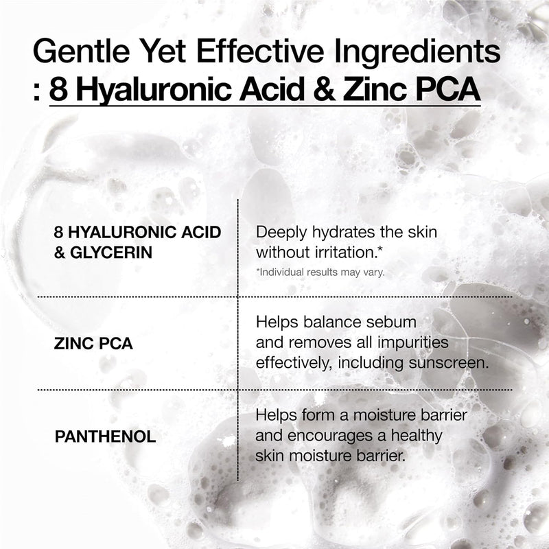 Hydrating Gentle Foaming Cleanser, Hyaluronic Acid, Glycerin, Zinc, Panthenol, Korean Face Wash for Dry Skin, for Double Cleansing, Korean Skincare (150ml/5.07fl oz.)