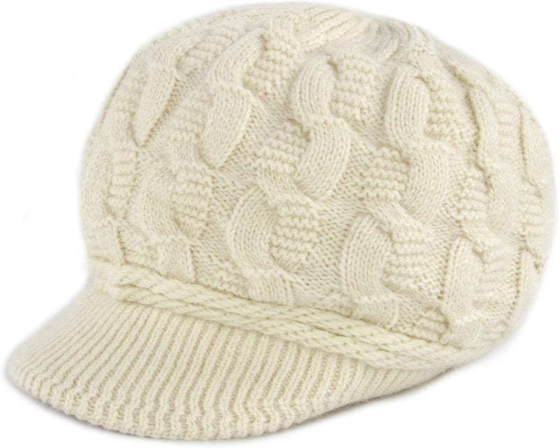 Muryobao Women's Winter Warm Slouchy Cable Knit Beanie Skull Hat with Visor