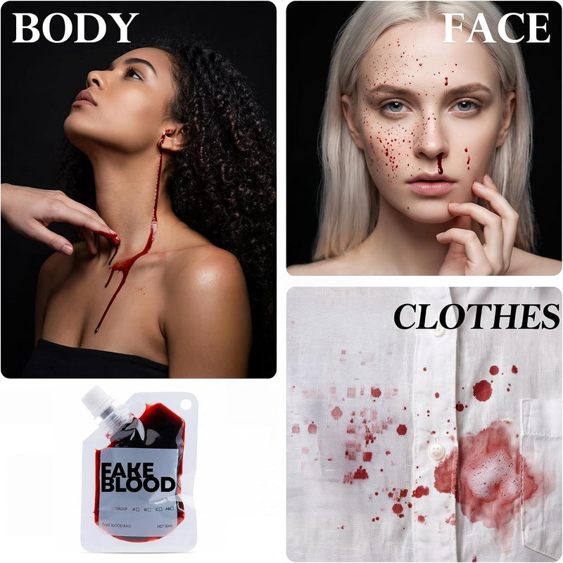 Fake Blood Bag 30ml Costume Fix Prop for Pranks & Parties