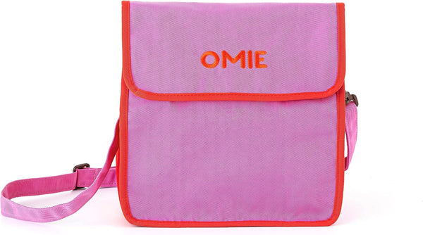 OmieBox Lunch Bag - Washable, Foldable, Durable, WaterResistant Fabric with Interior Pocket and External Bottle Holder. - Pink