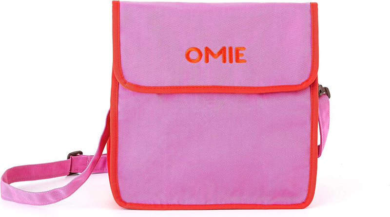 OmieBox Lunch Bag - Washable, Foldable, Durable, WaterResistant Fabric with Interior Pocket and External Bottle Holder. - Pink