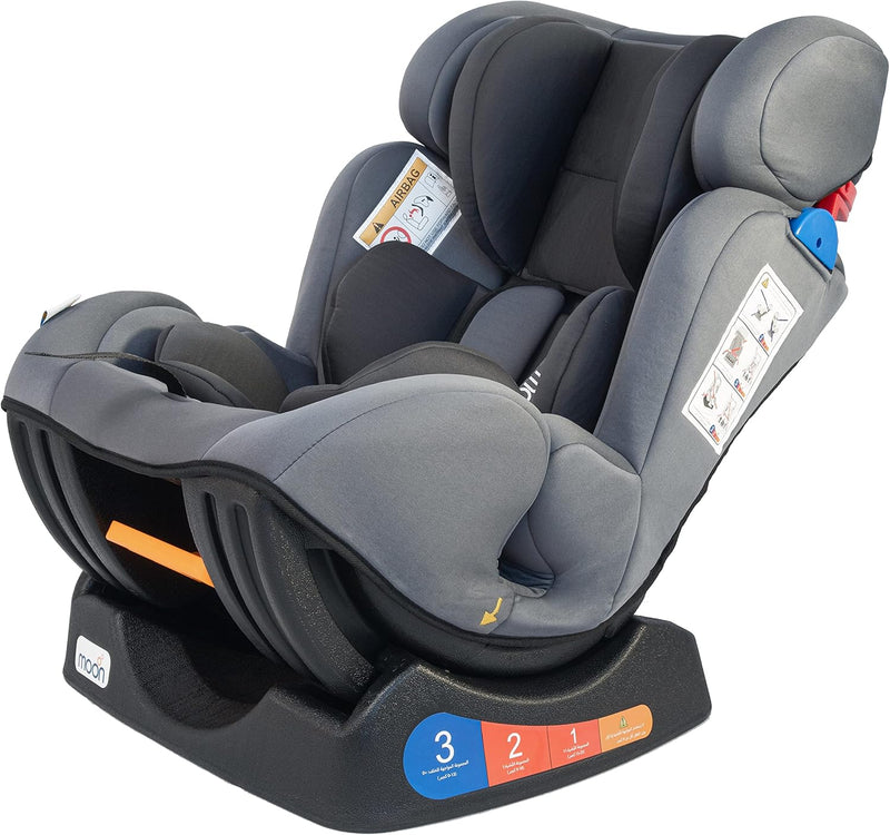 The Moon Brand Sumo Car Seat – Birth to 6yrs Baby Travel Gear – Convertible Rear & ForwardFacing Booster Seat – Reclining Car Seat for Group 012 – Child Comfort Car Accessories – Light Grey