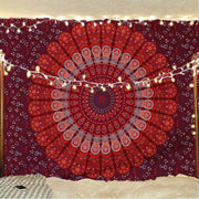 Bless International, Indian Wall Hanging Psychedelic Hippie Bohemian Peacock Mandala Tapestry Bed Sheet Gold Pink Blue King 225x265cm