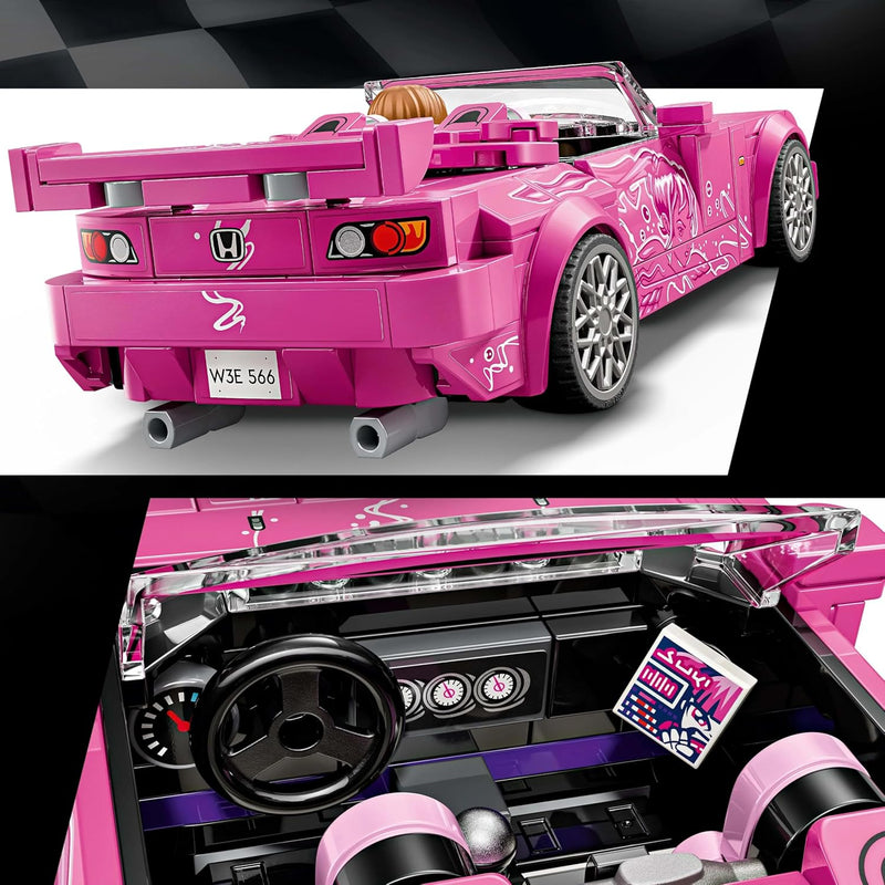Speed Champions 2 Fast 2 Furious Honda S2000 - Pink Car Toy with Anime-Style Graphics - incl. a Suki Minifigure with a Spanner - Gift For 9+ Year Old Boys, Girls & Adult Movie Fans - 77241