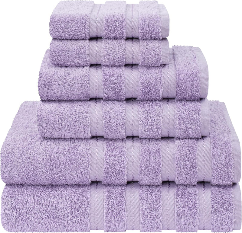 American Soft Linen GMSD 6-Piece 100% Turkish Genuine Cotton Premium & Luxury Towel Set for Bathroom & Kitchen, 2 Bath Towels, 2 Hand Towels & 2 Washcloths [Worth $72.95] - Rockridge Grey