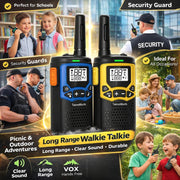 Handheld Communication Device for Adult with VOX Function, SOS Torch & Compact Lightweight Design for Outdoor, Events and Site Coordination (Blue/Yellow, Pack of 2) - Blue/Yellow Pack of 2