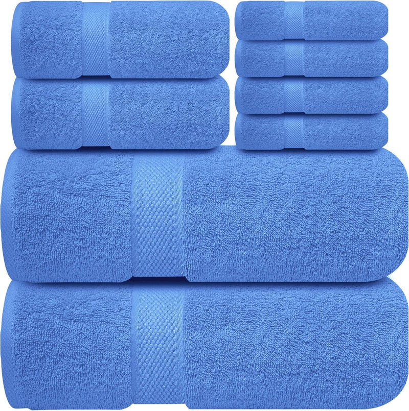 Infinitee Xclusives Premium Bath Towels Set - [Pack of 8] 100% Cotton Highly Absorbent 2 Bath Towels, 2 Hand Towels and 4 Washcloths - Hotel & Spa Quality Bath Towels for Bathroom (Shadow Grey)