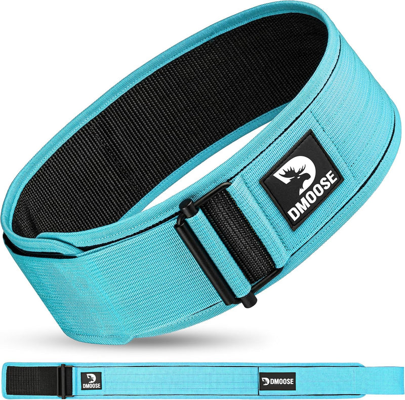 DMoose Fitness Weight Lifting Belt - Auto Locking 4" Nylon Gym Belt with Adjustable Buckle - Provides Lumbar Support & Stability for Olympic Training, WOD & Cross Training for Men & Women