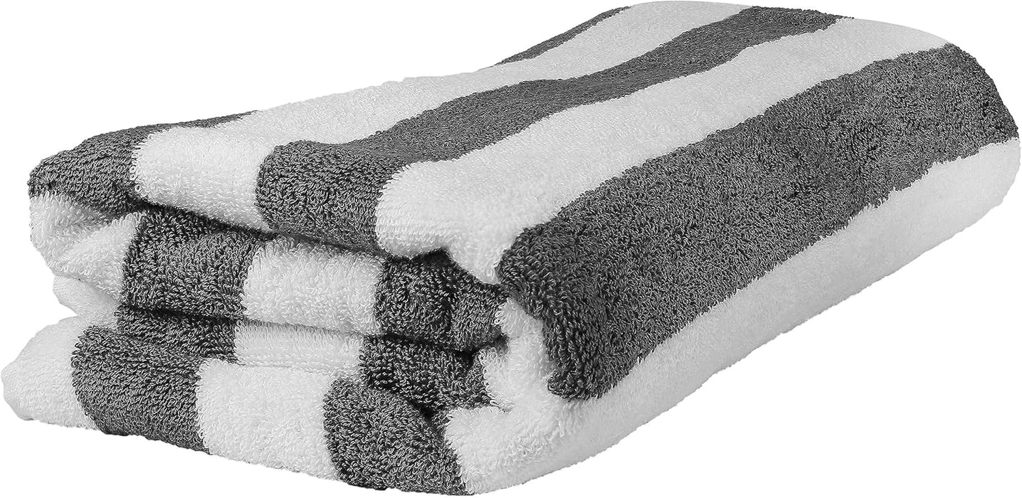 Bliss Casa Oversized Beach Towels (2 Pack, 90x180 cm) - Extra Large 100% Cotton Summer Pool Cabana Stripe Highly Absorbent & Soft Towel (Beach Towel - 2PC, Blue)