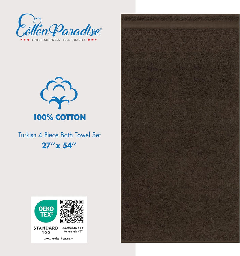 Cotton Paradise Hotel & Spa Quality, Absorbent and Soft Decorative Kitchen and Bathroom Sets, 6 Piece Turkish Towel Set, Includes 2 Bath Towels, 2 Hand Towels, 2 Washcloths, Charcoal Grey