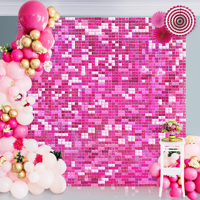 LuoluoHouse Shimmer Wall Panel Sequin Backdrop Panels 12 Packs-Iridescent Silver Backdrop for Graduation Anniversary Backdrop Wall Backdrops Engagement Decoration