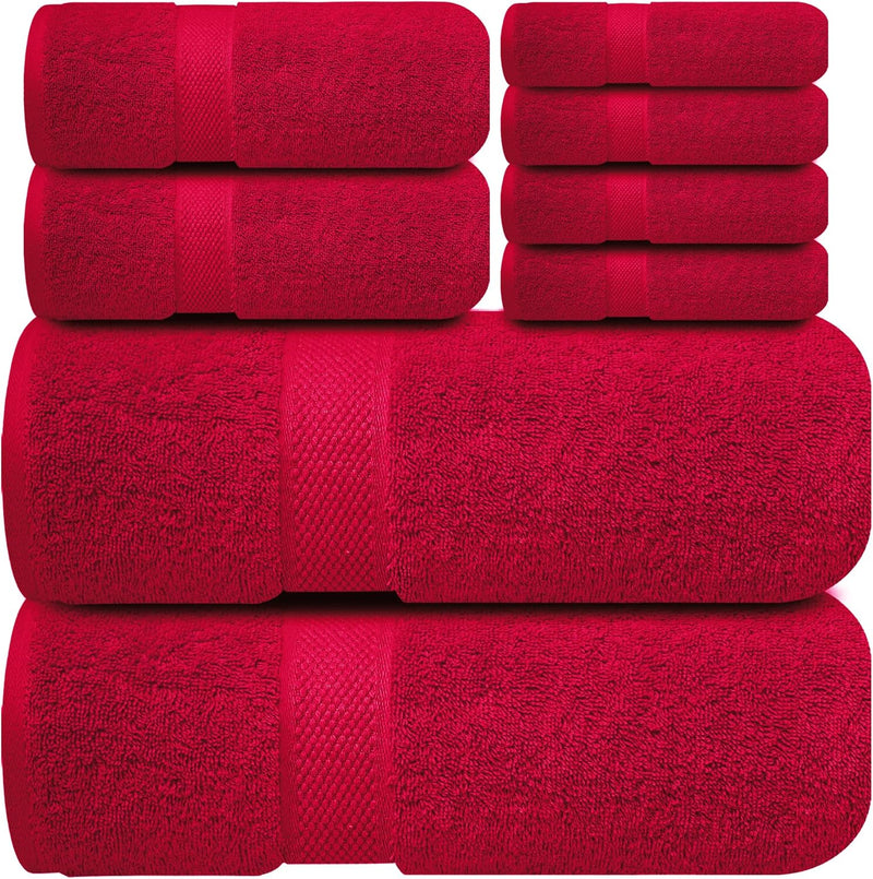 Infinitee Xclusives Premium Bath Towels Set - [Pack of 8] 100% Cotton Highly Absorbent 2 Bath Towels, 2 Hand Towels and 4 Washcloths - Hotel & Spa Quality Bath Towels for Bathroom (Shadow Grey)