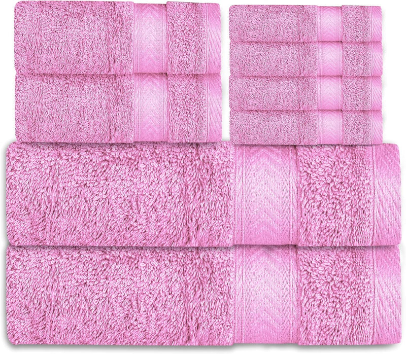 Cannon Bath Towel, 70x140 cm, 8 Piece Set, 2 Piece of 70x140cm bath towel, 2 Piece of 41x71cm Hand Towel & 4 Piece of 33x33cm Wash Cloth,100% Cotton for Bathroom, Spa & Gym (LINEN)